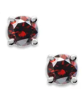 10k White Gold Red Diamond Round Stud Earrings (1/5 ct. t.w.)