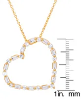 Cubic Zirconia Sideways Heart Necklace 18" in 14k Gold Plate