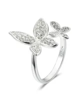 Silver Plated Cubic Zirconia Butterfly Adjustable Ring