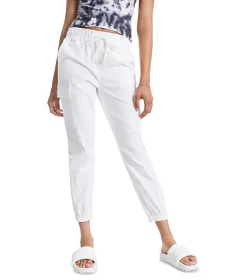 Tinseltown Juniors' High Waisted Pull On Utility Jogger Pants