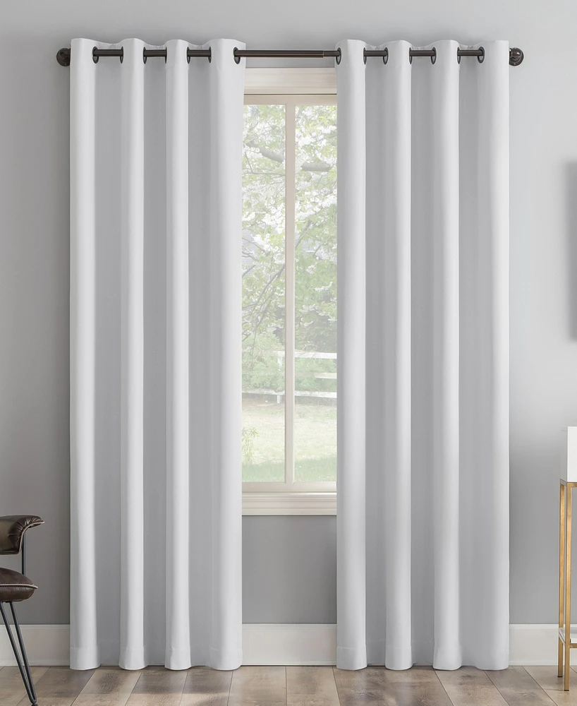 Sun Zero Tresello Tonal Texture Draft Shield Fleece Insulated 100% Blackout Grommet Curtain Panel