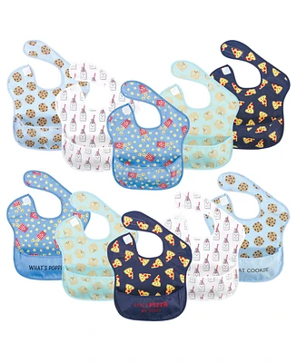 Hudson Baby Infant Boy Waterproof Polyester Bibs 10pk, Pizza Snacks, Beginner