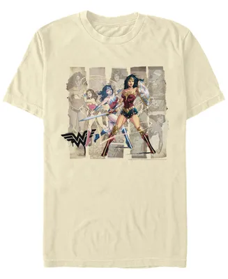 Men's Wonder Woman Paper Panels Short Sleeve T-shirt