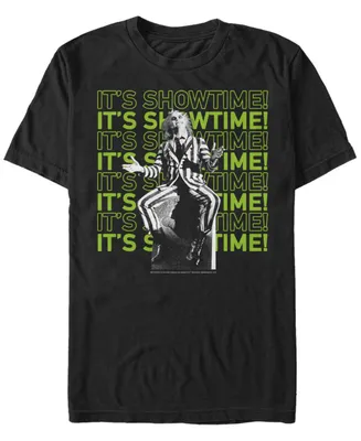 Men's Beetlejuice It's Showtime Repeating Text Short Sleeve T-shirt