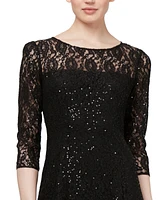 Sl Fashions 3/4-Sleeve Sequin Lace Dress