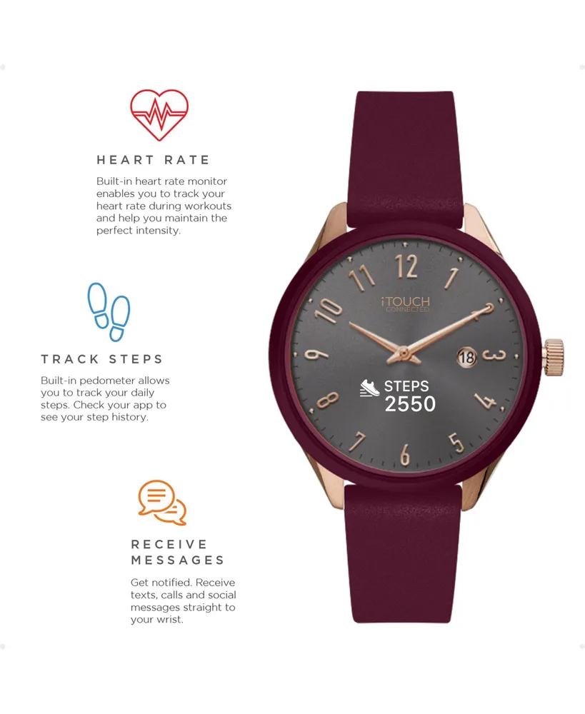 Connected Women's Hybrid Smartwatch Fitness Tracker: Rose Gold Case with Merlot Leather Strap 38mm