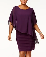 Betsy & Adam Plus Chiffon Capelet Sheath Dress