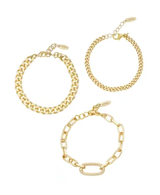 Ettika Gold Plated Chain Link Bracelet Set of 3