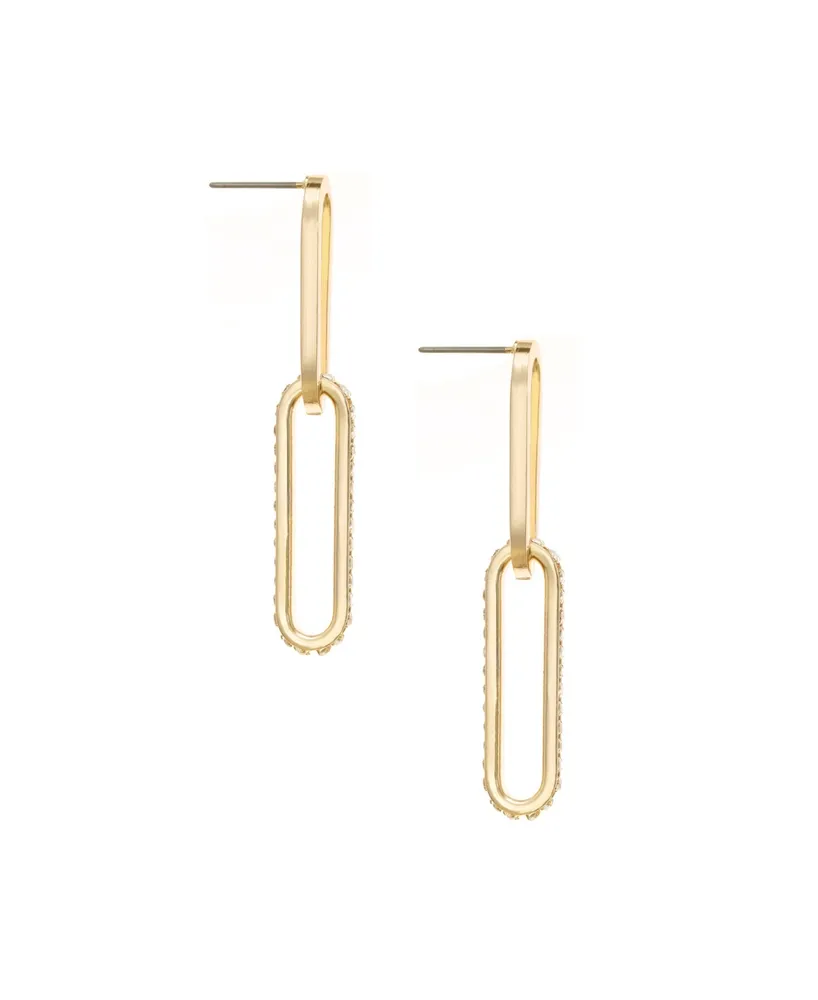 Ettika Elongated Link Crystal Earrings