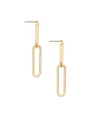 Ettika Elongated Link Crystal Earrings