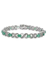 Gemstone and Diamond Accent Xo Bracelet Sterling Silver