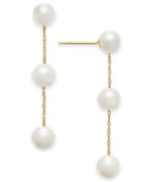 Effy Cultured Freshwater Pearl Triple Drop Earrings 14k Yellow, White or Rose Gold (5mm)