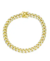 Men's Two-Tone Cuban Link Chain Bracelet in 14k Gold-Plated Sterling Silver and Sterling Silver