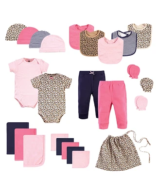 Hudson Baby Baby Girls Layette Start Set Baby Shower Gift 25pc, Prints Leopard, 0-6 Months