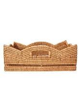 Artifacts Rattan Rectangular Scalloped Shelf Basket