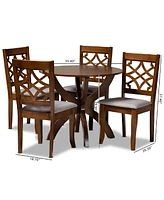 Sandra Modern and Contemporary Fabric Upholstered 5 Piece Dining Set