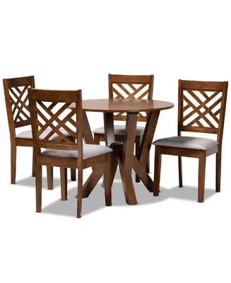 Elise Modern and Contemporary Fabric Upholstered 5 Piece Dining Set
