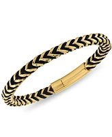 Esquire Men's Jewelry Nylon Cord Statement Bracelet in Gold Ion-Plated Stainless Steel or Stainless Steel, Created for Macy's