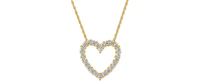 Cubic Zirconia Heart Pendant Necklace Sterling Silver