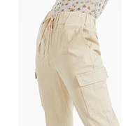 Tinseltown Juniors' High Waisted Pull On Utility Jogger Pants