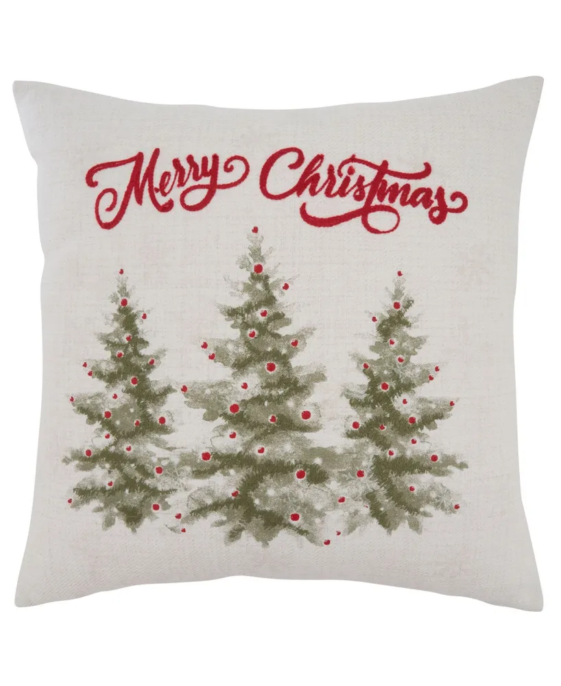 Saro Lifestyle Beaded Christmas Tree Decorative Throw Pillow