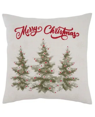 Saro Lifestyle Merry Christmas Trees Decorative Pillow, 18" x 18"