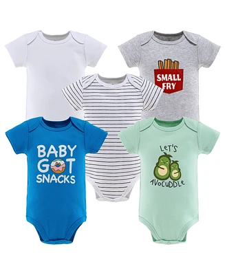 The Peanutshell Baby Boys Baby Baby Short Sleeve Bodysuits, 5 Pack, Food Themed Sayings