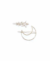 Women's Crescent Moon and Stars Hair Clip Set, Pack of 2