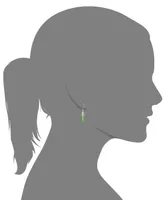 Dyed Jade Leaf Top Teardrop Earrings in Sterling Silver