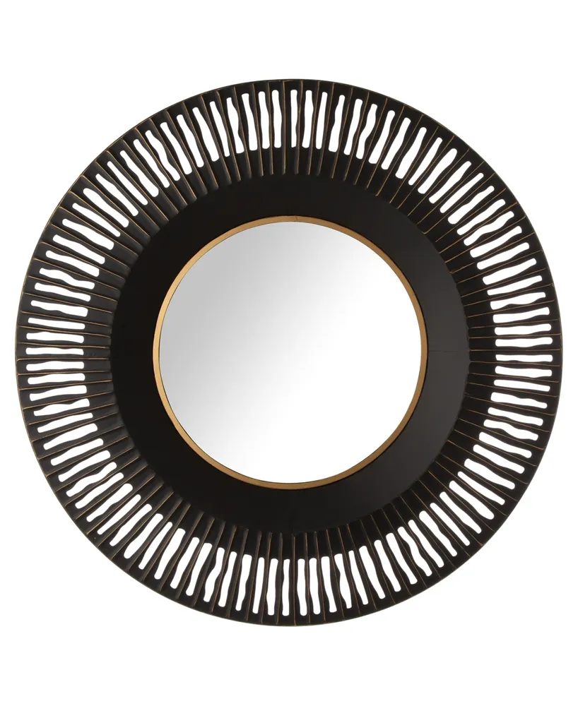 Glitzhome 35"D Vintage Industral Metal Round Wall Mirror Decor