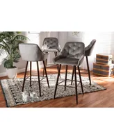 Catherine Modern and Contemporary Velvet Fabric Upholstered 4 Piece Bar Stool Set