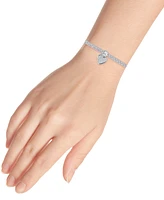 Giani Bernini Cubic Zirconia Heart Charm Bismark Chain Bracelet, Created for Macy's