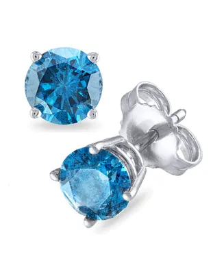 Blue Diamond Stud Earrings (1 ct. t.w.) in 14K White Gold