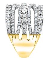 Diamond Multi-Row Crossover Statement Ring (1 ct. t.w.) Sterling Silver