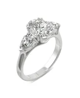 Moissanite Three Stone Engagement Ring 3 ct. t.w. Diamond Equivalent 14k White Gold