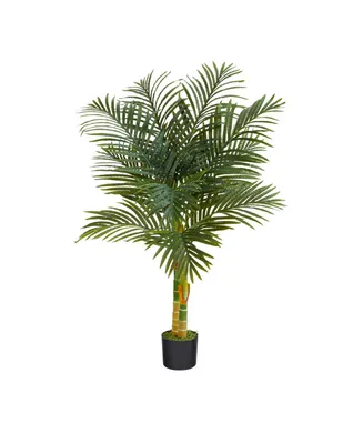 4' Double Stalk Gold-Tone Cane Artificial Palm Tree