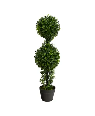 34" Boxwood Double Ball Topiary Artificial Tree Indoor/Outdoor