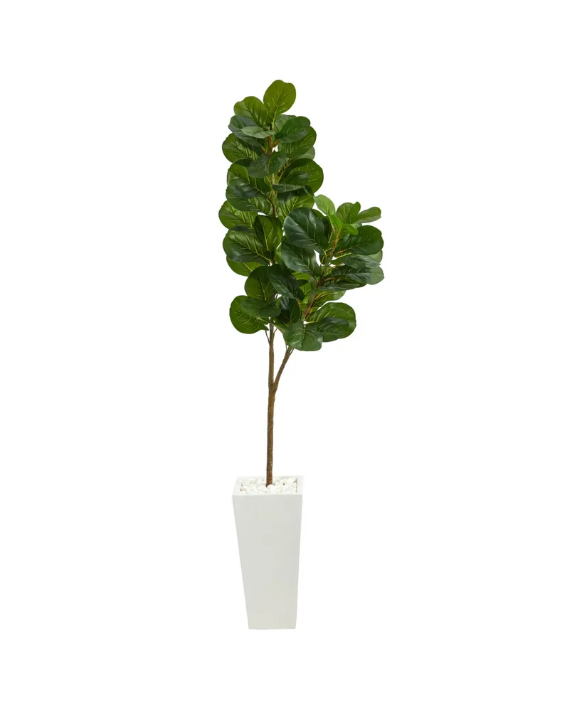 6’ Ficus Artificial Tree in White Tin Planter