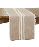 Saro Lifestyle Striped Table Runner with Fringe Design, 72" x 13"