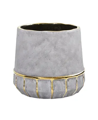 8.5" Regal Stone Decorative Planter with Gold-Tone Accents