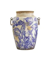 10.5" Nautical Ceramic Urn Vase