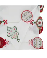 Saro Lifestyle Christmas Table Runner with Embroidered Ornaments, 72" x 16"