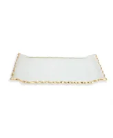 Classic Touch 11"L Glass Oblong Tray With Gold Tray