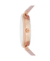kate spade new york Women's Holland Three-Hand Rose Gold-Tone Glitter Leather Watch 34mm - Rose Gold