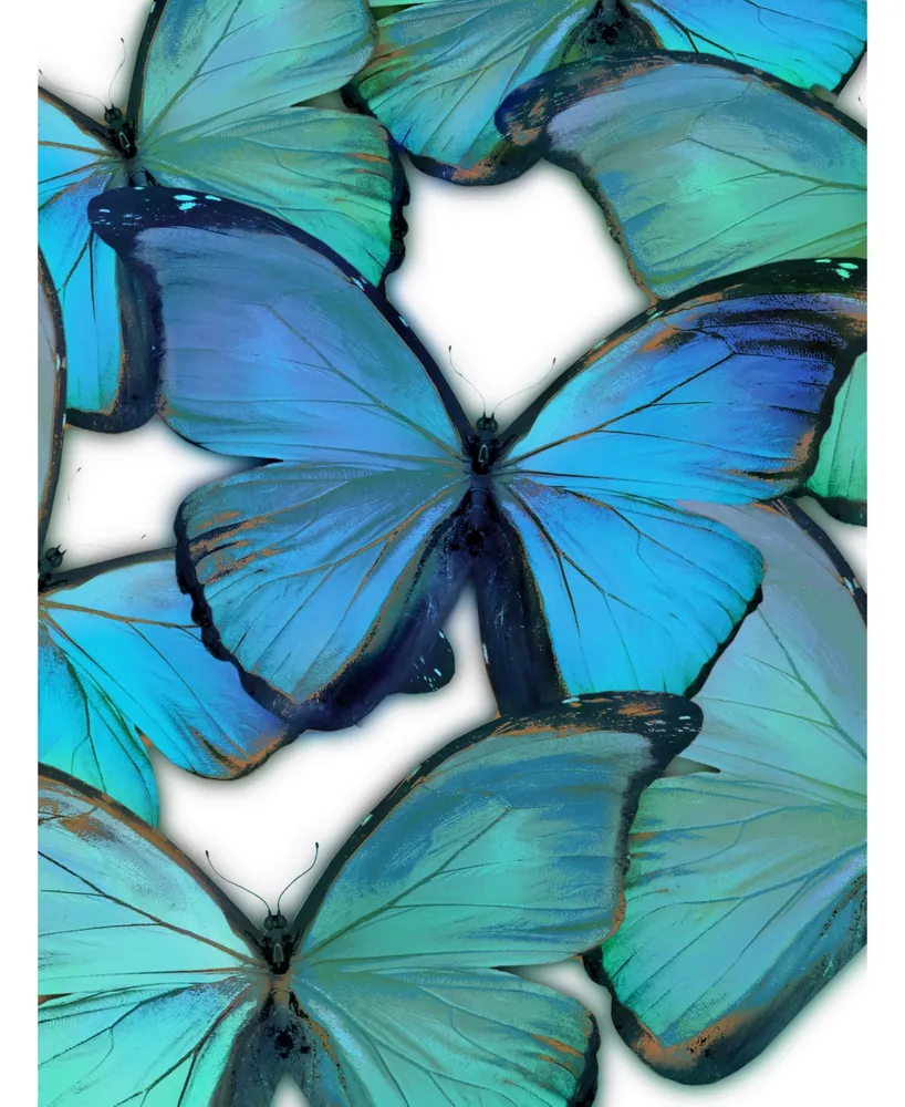 Classy Art Blue and Green Butterflies Mixed Media Wall Art, 24" x 16"