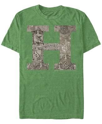 Fifth Sun Men's Vintage-Like Hogwarts Short Sleeve Crew T-shirt