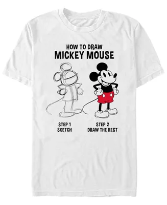 Fifth Sun Men's Mickey Drawing Short Sleeve Crew T-shirt