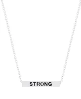 Inspirational Mother, Devoted, Loving and Strong 4 Sided Bar Necklace 16+2" In Silver Plated