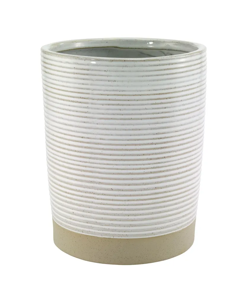 Avanti Drift Lines Textured Ribbed Ceramic Wastebasket