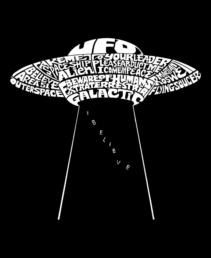 Women's Word Art Flying Saucer Ufo V-Neck T-Shirt